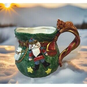 1993 Fitz & Floyd Christmas Santa Bag Nutcracker Coffee Tea Mug Retired—EUC